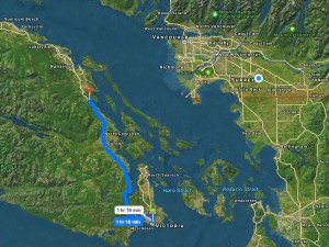 driving directions from victoria to ladysmith bc